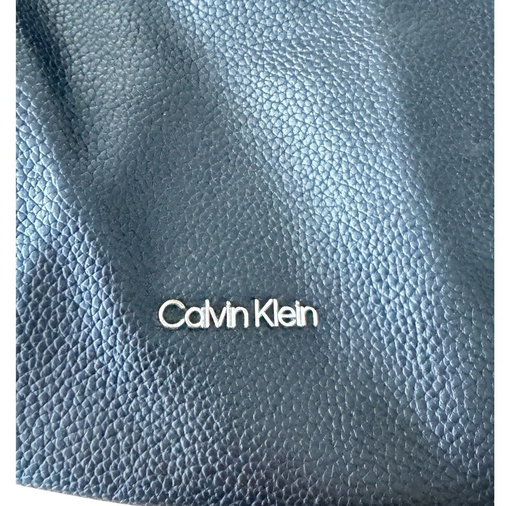 Calvin Klein Black Pebbled Faux Leather Asymmetrical Zip Hobo Bag Boho vegan - Picture 10 of 12